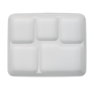 Bagasse Plate 5 Compartments Rectangular 10.5" x 8.5" (50 pack)
