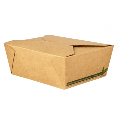 No 8 Compostable PLA Coated Paperboard Food Box 1307ml / 46oz (50 pack)