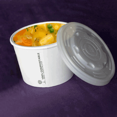 Hot Soup / Curry Container PLA Compostable Paperboard 16oz (25 pack)