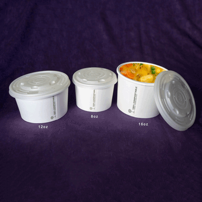 Hot Soup / Curry Containers PLA Compostable Paperboard 8oz (50 pack)